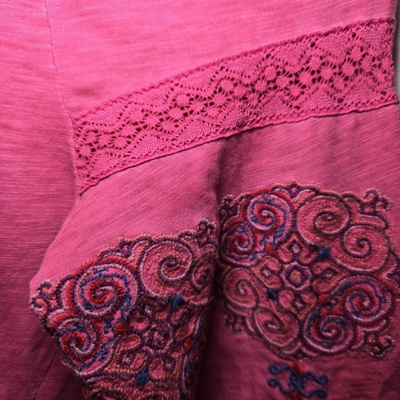 Sundance Women's Embroidered Puff Sleeve Blouse Size S Hippie Bohemian Pink - Picture 6 of 12